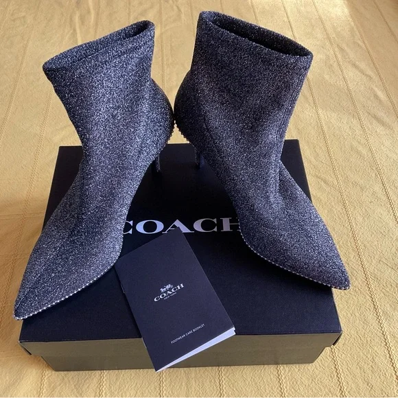 BARLEY WORN ….COACH WHITNEY LUREX BOOTIE Ankle Boots - Picture 4 of 11